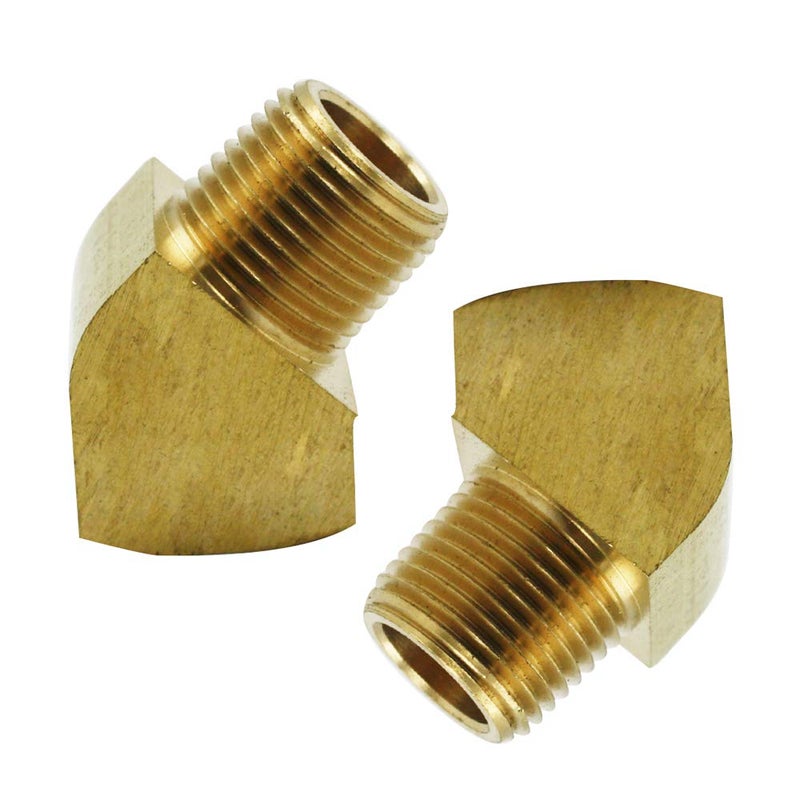 Legines 45 Degree Street Elbow 1/4" NPT Male x 1/4" NPT Female Brass Pipe Fitting (Pack of 2) - Image 1